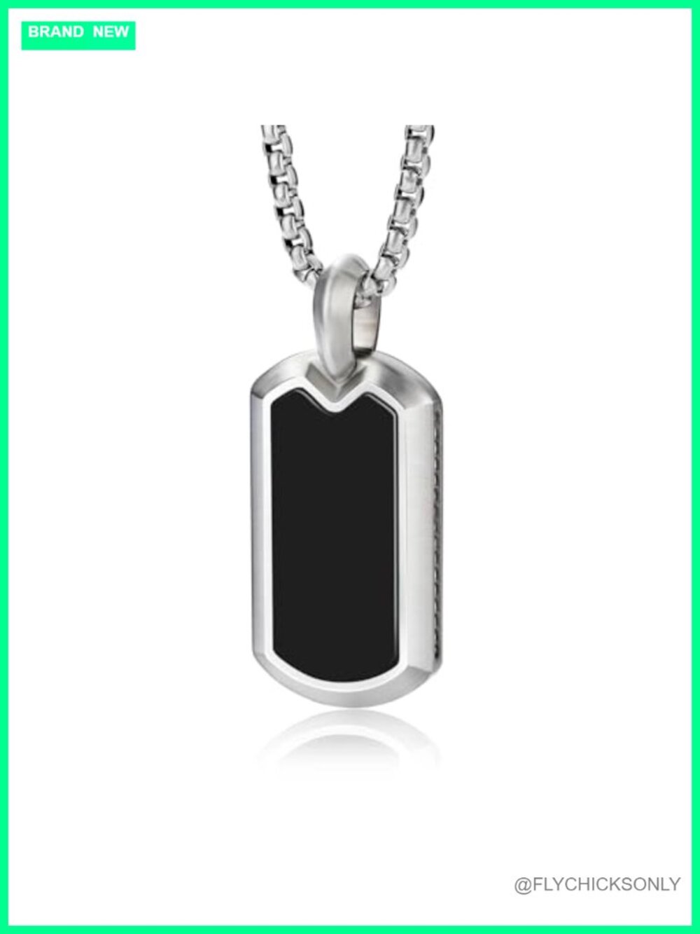 Men's Natural Onyx Pendant Necklace 316L Stainless Steel Box Chain Adjustable